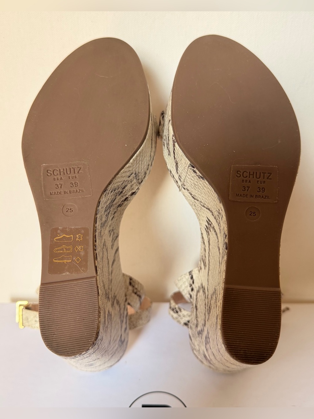 NEW Schutz Snake Print Leather Platform Wedge Sandals Women’s US 8.5 / EUR 39 - Picture 5 of 7